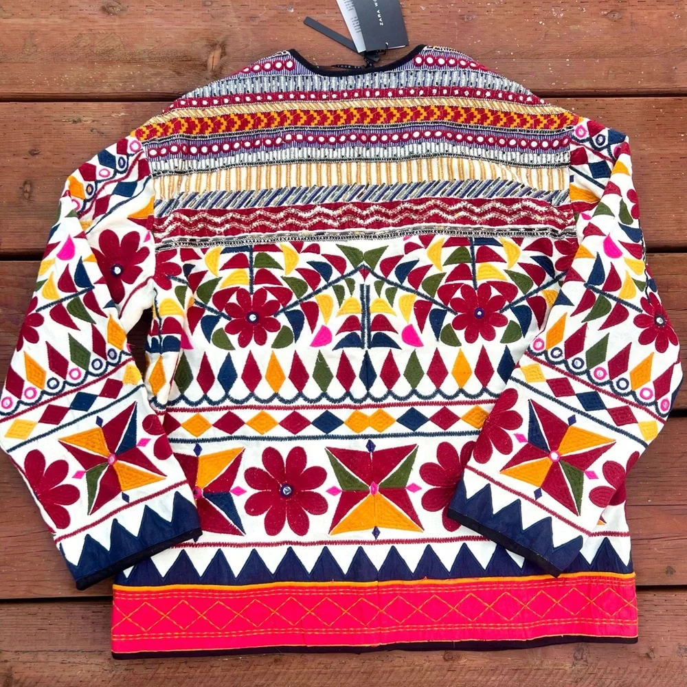 Colorful Geometric Patterned Women's Jacket - Picture 6 of 11